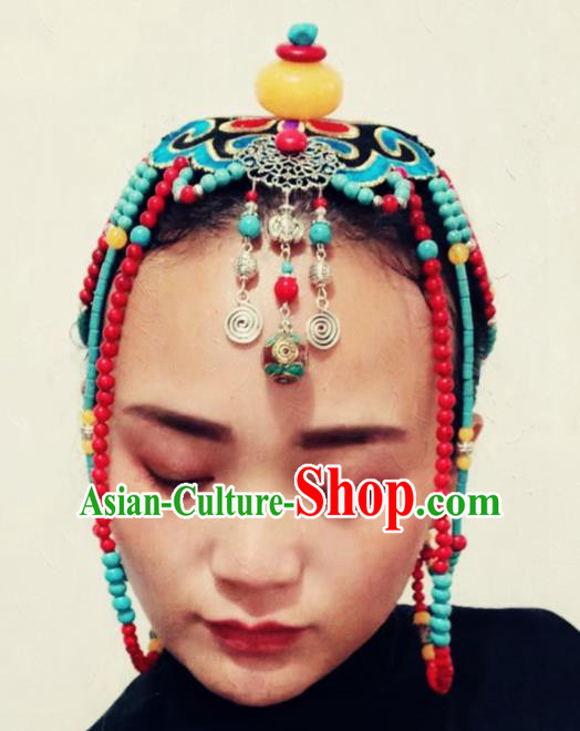 Chinese Traditional Zang Ethnic Blue Hair Clasp Hair Accessories Tibetan Nationality Headwear for Women