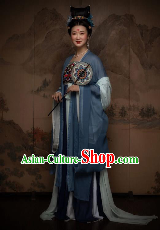 Chinese Ancient Imperial Concubine Embroidered Hanfu Dress Traditional Tang Dynasty Crown Princess Replica Costume for Women