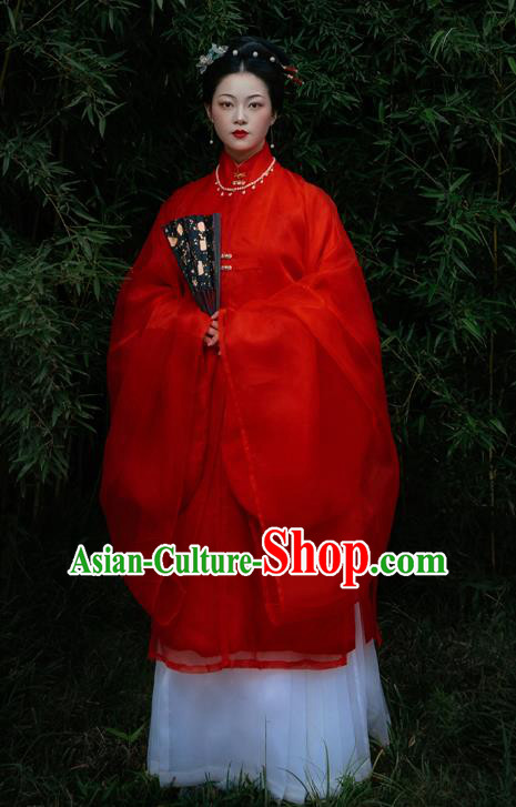 Chinese Ancient Palace Lady Wedding Red Hanfu Dress Traditional Ming Dynasty Royal Princess Replica Costume for Women