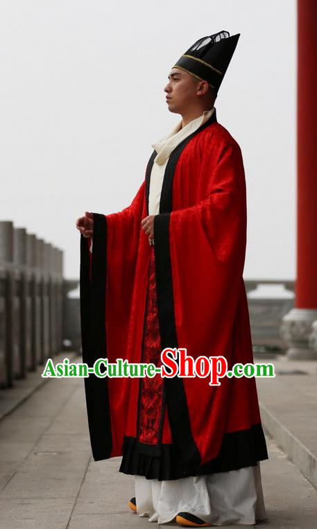 Chinese Ancient Tang Dynasty Bridegroom Hanfu Clothing Traditional Wedding Replica Costume for Men