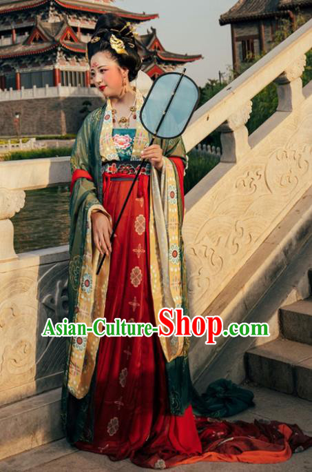 Chinese Tang Dynasty Wedding Hanfu Dress Traditional Ancient Court Queen Replica Costume for Women