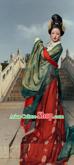 Chinese Tang Dynasty Wedding Hanfu Dress Traditional Ancient Court Queen Replica Costume for Women
