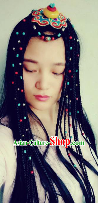 Chinese Traditional Tibetan Ethnic Embroidered Hair Clasp Hair Accessories Zang Minority Nationality Headwear for Women