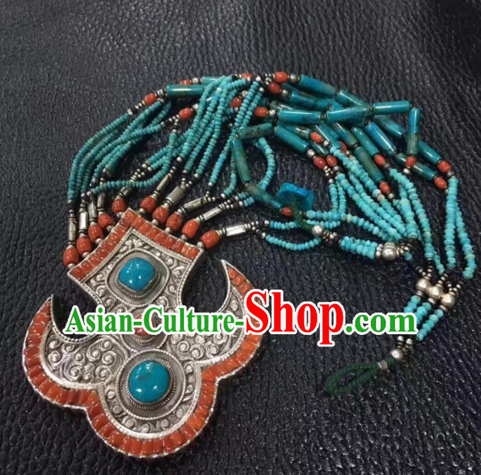 Chinese Traditional Tibetan Ethnic Silver Hair Clasp Zang Minority Nationality Headwear for Women