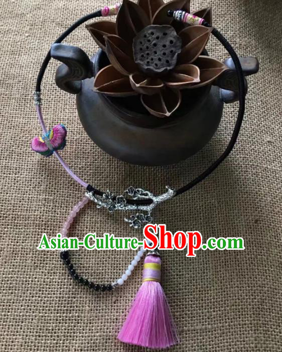 Chinese Traditional Ethnic Butterfly Necklet Accessories Nationality Tassel Necklace for Women