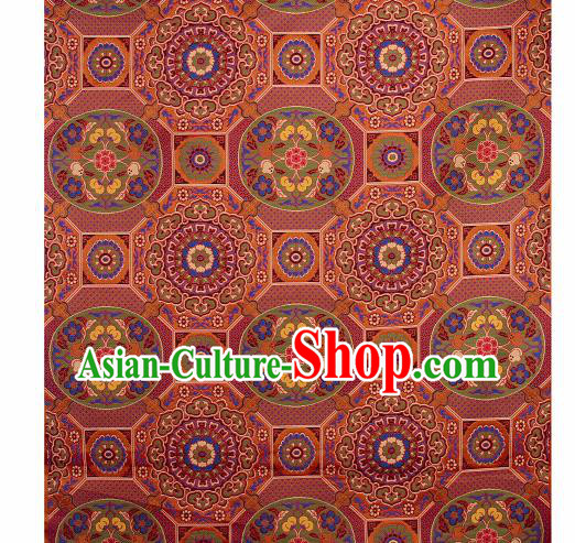 Asian Chinese Traditional Pattern Purplish Red Brocade Buddhism Tibetan Robe Satin Fabric Chinese Silk Material