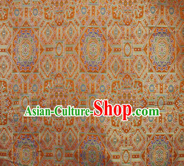 Asian Chinese Traditional Buddhism Pattern Golden Brocade Tibetan Robe Satin Fabric Chinese Silk Material