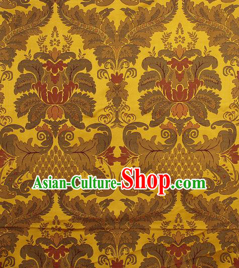 Asian Chinese Traditional Buddhism Auspicious Pattern Golden Brocade Tibetan Robe Satin Fabric Chinese Silk Material