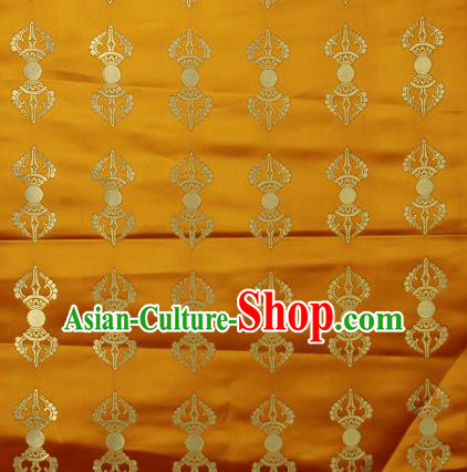 Asian Chinese Traditional Buddhism Vajra Pattern Golden Brocade Tibetan Robe Satin Fabric Silk Material