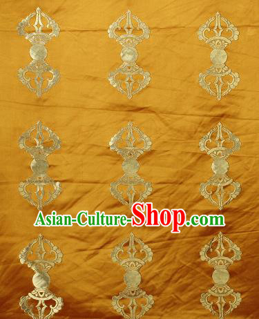 Asian Chinese Traditional Buddhism Vajra Pattern Yellow Brocade Tibetan Robe Satin Fabric Silk Material