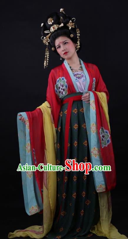 Traditional Chinese Tang Dynasty Bride Wedding Hanfu Dress Ancient Court Queen Replica Costume for Women