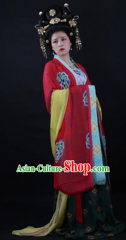Traditional Chinese Tang Dynasty Bride Wedding Hanfu Dress Ancient Court Queen Replica Costume for Women