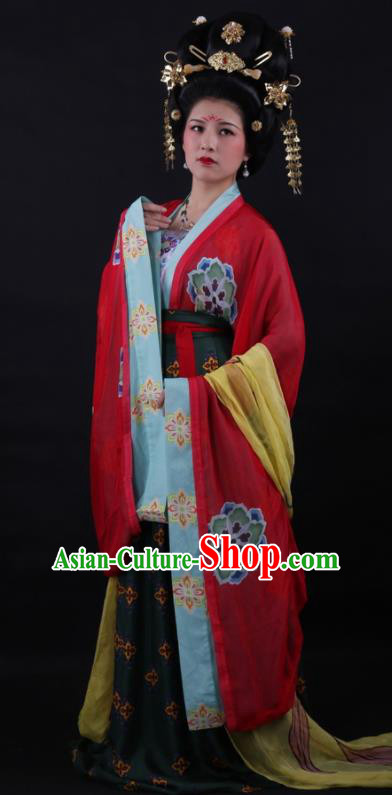Traditional Chinese Tang Dynasty Bride Wedding Hanfu Dress Ancient Court Queen Replica Costume for Women