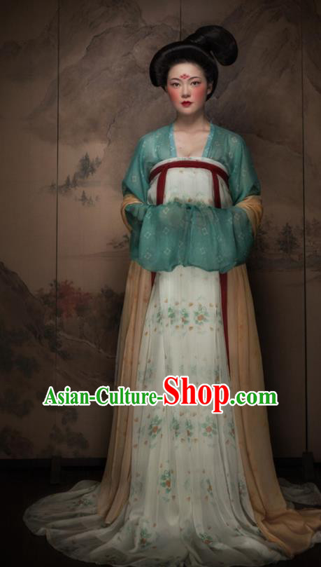 Traditional Chinese Tang Dynasty Royal Lady Hanfu Dress Ancient Imperial Concubine Replica Costumes for Women