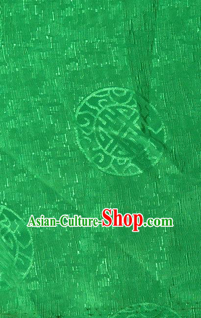 Asian Chinese Traditional Round Pattern Green Brocade Tibetan Robe Satin Fabric Silk Material