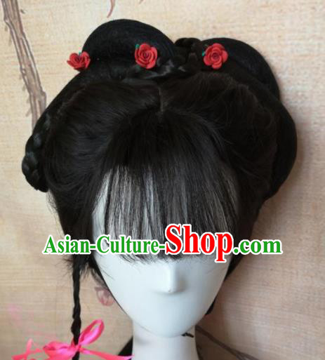 Chinese Traditional Cosplay Beijing Opera Diva Wigs Ancient Nobility Lady Wig Sheath Hair Accessories for Women