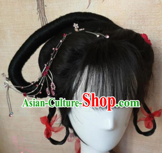 Chinese Traditional Cosplay Beijing Opera Wigs Ancient Nobility Lady Wig Sheath Hair Accessories for Women