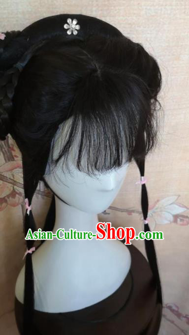 Chinese Traditional Cosplay Ming Dynasty Princess Wigs Ancient Nobility Lady Wig Sheath Hair Accessories for Women