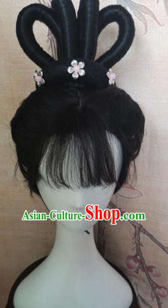 Chinese Traditional Cosplay Flying Apsaras Wigs Ancient Nobility Lady Wig Sheath Hair Accessories for Women