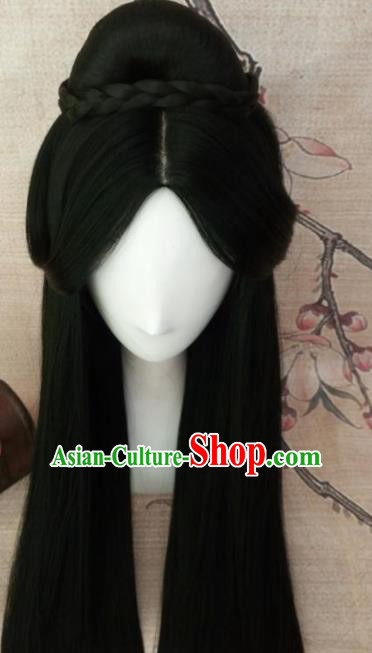 Chinese Traditional Cosplay Han Dynasty Princess Wigs Ancient Court Lady Wig Sheath Hair Accessories for Women