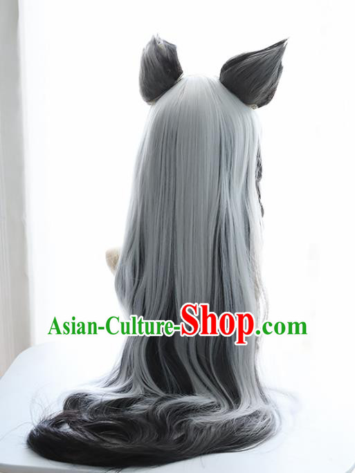 Chinese Traditional Cosplay Knight Wigs Halloween Swordsman Hair Accessories for Men