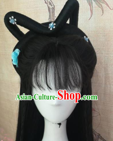 Chinese Traditional Cosplay Lin Daiyu Wigs Ancient Nobility Lady Wig Sheath Hair Accessories for Women