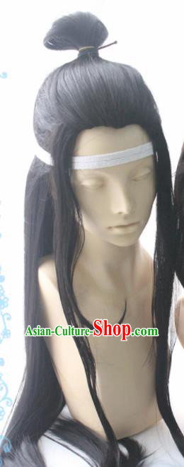 Chinese Traditional Cosplay Taoist Priest Wigs Ancient Swordsman Wig Sheath Hair Accessories for Men