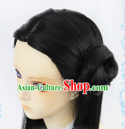 Chinese Traditional Cosplay Princess Hair Wigs Ancient Female Swordsman Wig Sheath Hair Accessories for Women