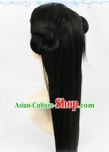 Chinese Traditional Cosplay Princess Hair Wigs Ancient Female Swordsman Wig Sheath Hair Accessories for Women