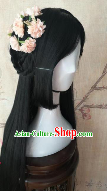 Chinese Traditional Cosplay Song Dynasty Princess Wigs Ancient Palace Lady Wig Sheath Hair Accessories for Women