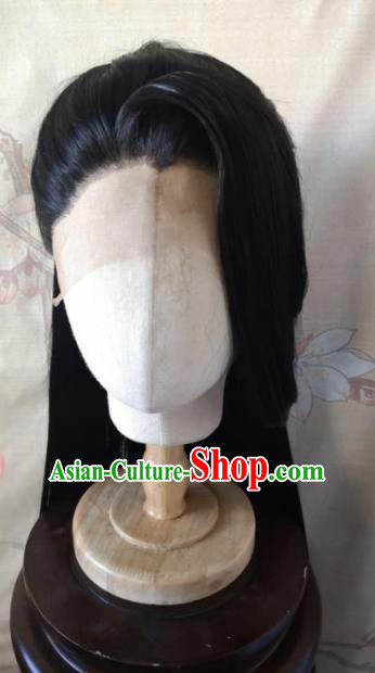 Chinese Traditional Cosplay Fairy Black Wigs Ancient Female Swordsman Wig Sheath Hair Accessories for Women