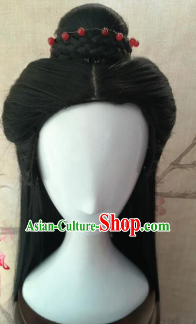 Chinese Traditional Cosplay The Legendary Swordsman Ren Yingying Wigs Ancient Swordswoman Wig Sheath Hair Accessories for Women