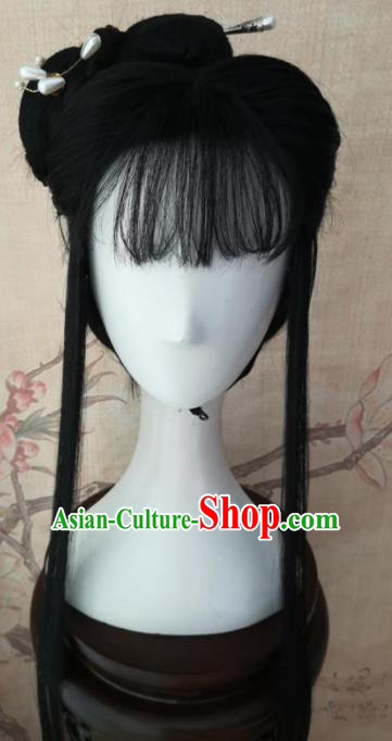 Chinese Traditional Cosplay Fairy Hu Meiniang Wigs Ancient Swordswoman Wig Sheath Hair Accessories for Women