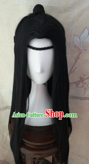 Traditional Chinese Cosplay Nobility Childe Swordsman Wigs Ancient Prince Wig Sheath Hair Accessories for Men