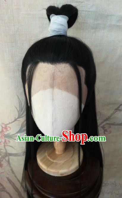 Traditional Chinese Cosplay Hanfu Nobility Childe Swordsman Wigs Ancient Prince Wig Sheath Hair Accessories for Men