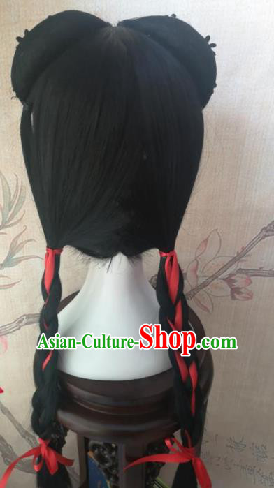 Chinese Traditional Cosplay Servant Girl Wigs Ancient  Maidservant Wig Sheath Hair Accessories for Women
