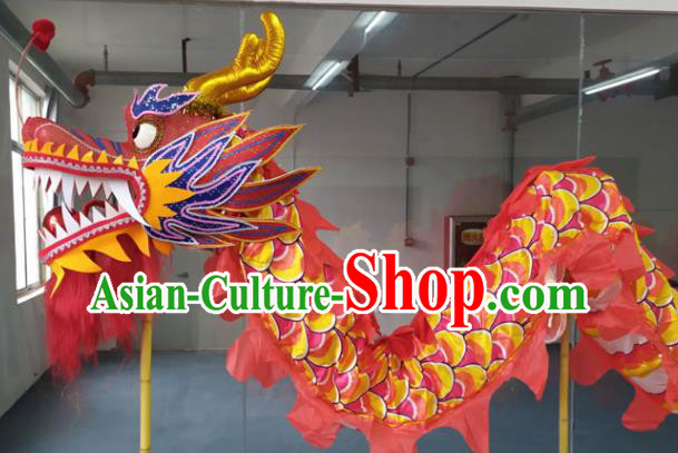 Chinese Lantern Festival Dragon Dance Competition Red Dragon Head Traditional Dragon Dance Prop Complete Set for Adult