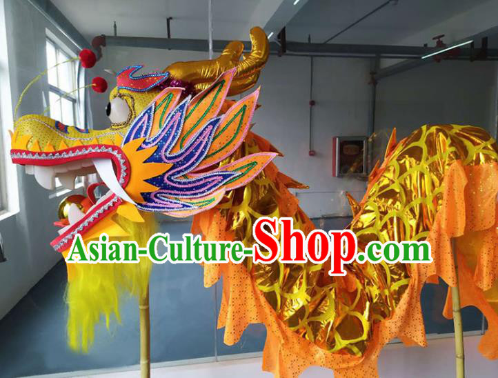 Chinese New Year Dragon Dance Competition Golden Dragon Head Traditional Dragon Dance Prop Complete Set for Adult