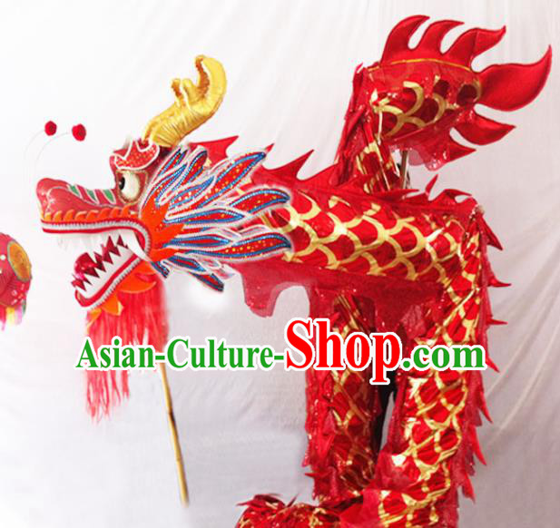 Chinese New Year Dragon Dance Competition Red Dragon Head Traditional Dragon Dance Prop Complete Set for Adult