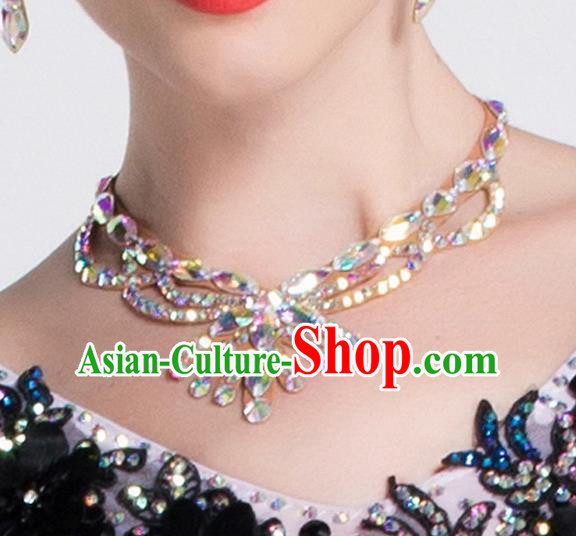 Top Grade Latin Dance Competition Crystal Accessories Modern Dance International Ballroom Dance Necklace for Women