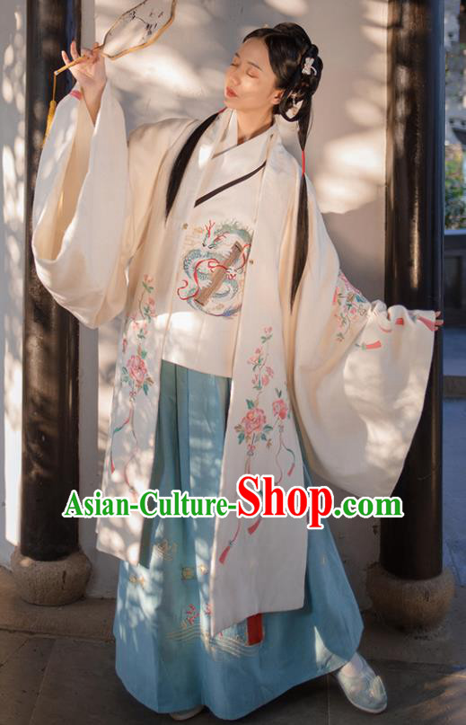 Traditional Chinese Ming Dynasty Embroidered Dress Ancient Hanfu Nobility Lady Replica Costumes for Women