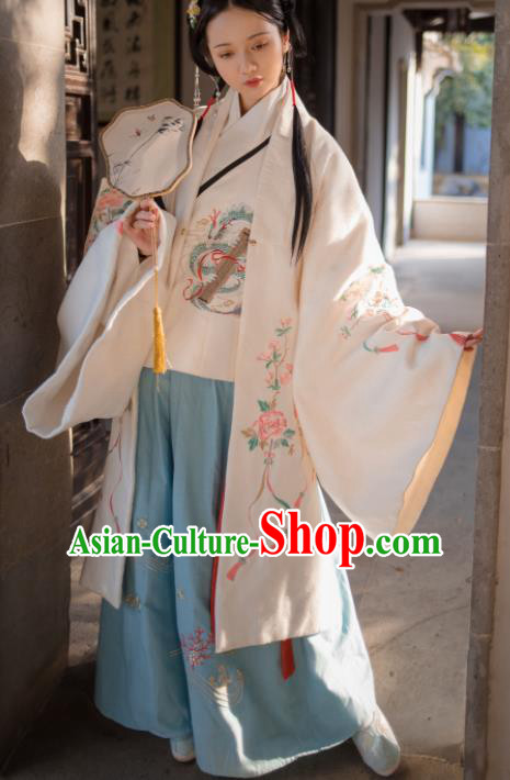 Traditional Chinese Ming Dynasty Embroidered Dress Ancient Hanfu Nobility Lady Replica Costumes for Women