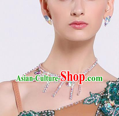 Handmade Latin Dance Competition Crystal Tassel Necklet Modern Dance International Rumba Dance Necklace Accessories for Women