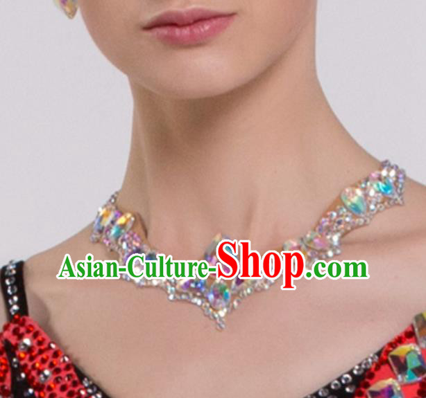 Handmade Latin Dance Competition Crystal Necklace International Rumba Dance Accessories for Women