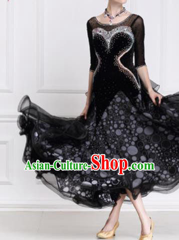 Top Waltz Competition Modern Dance Black Dress Ballroom Dance International Dance Costume for Women