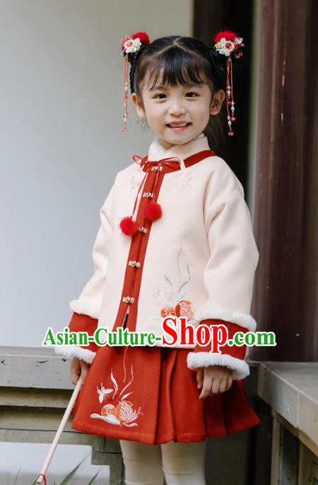 Chinese National Girls Costume Traditional New Year Tang Suit for Kids