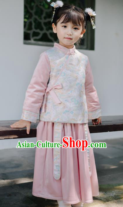 Chinese National Girls Cheongsam Outfits Costume Traditional New Year Qipao Dress for Kids