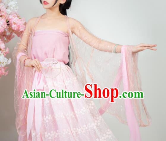 Ancient Chinese Ming Dynasty Princess Pink Hanfu Dress Nobility Lady Historical Costumes for Women
