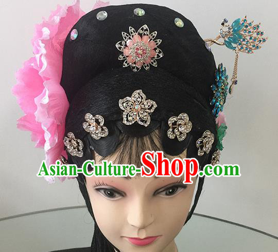 Chinese Beijing Opera Peri Headgear Traditional Peking Opera Actress Wig Sheath and Hair Accessories for Women