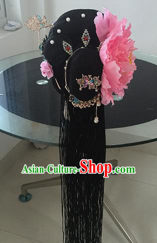 Chinese Beijing Opera Peri Headgear Traditional Peking Opera Actress Wig Sheath and Hair Accessories for Women